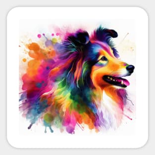 Abstract painting of a Sheltie Dog Sticker